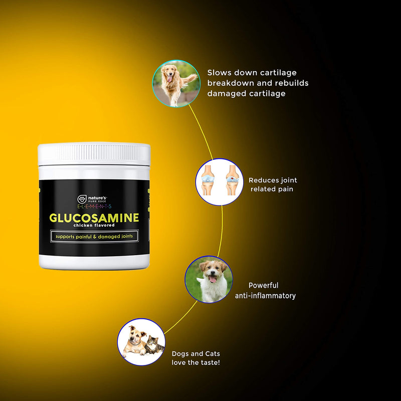Nature's Pure Edge Original Extra Strength Glucosamine Dog and Cat Supplement Flavored with Real Chicken. Treats Painful and Damaged Joints. 170 gram Jar. - PawsPlanet Australia