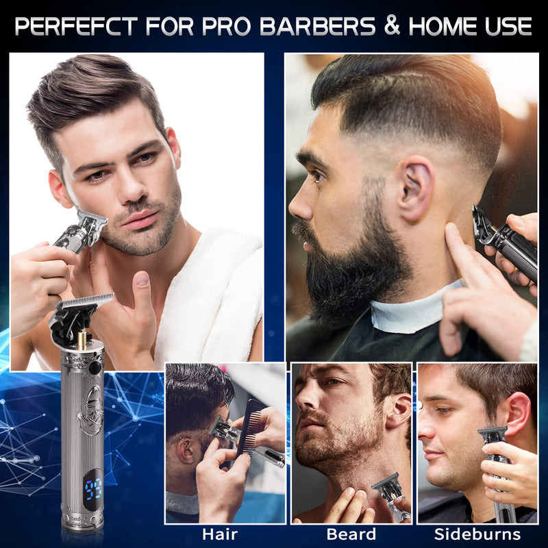 [Australia] - KEMEI Professional Hair Clippers for Men Pro Li Grooming Beard Trimmer Shavers Close Cutting Salon Cordless Rechargeable Quiet, KM-700H Silvery Silver 