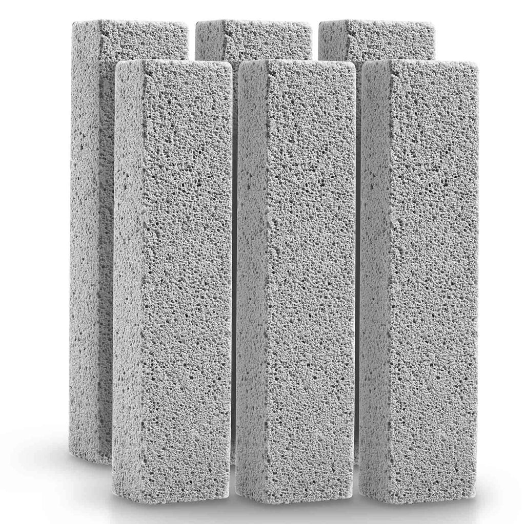 6 Pack Pumice Stone for Toilet Bowl Cleaning, Scouring Stick Remove Toilet Bowl Hard Water Rings, Calcium Buildup and Rust Suitable for Cleaning Toilet, Bathroom, Kitchen Sink, Grill（Gray Gray