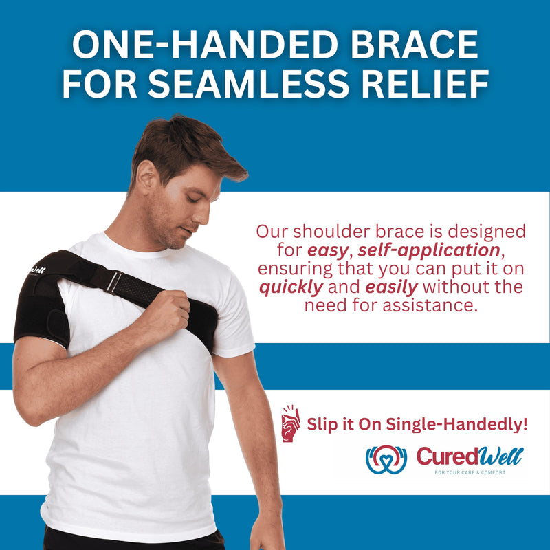 Shoulder Brace for Women & Men – Shoulder Compression Sleeve for Rotator Cuff Relief – Left/Right Support Brace with Pocket for Hot/Cold Pack – Adjustable Sling, Large