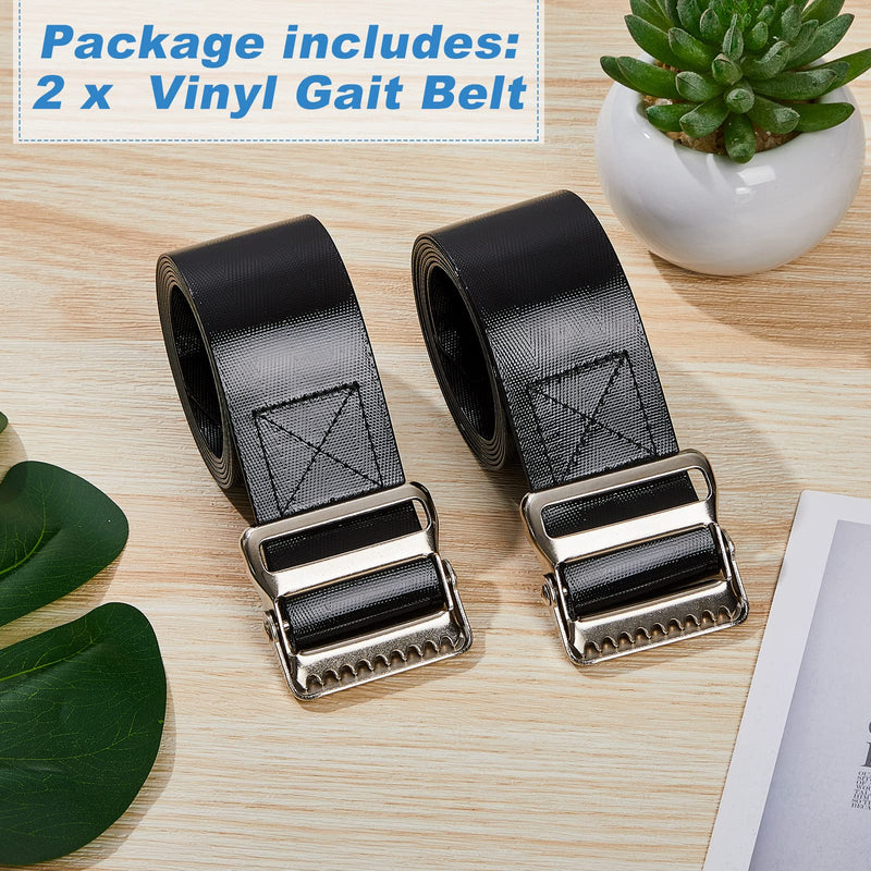 [Australia] - 2 Pieces Vinyl Gait Belt Transfer Belt for Seniors 60 Inch Assist Device Gait Belt Safety Occupational Physical Therapy Gate Belt with Metal Buckle Handles for Elderly Pediatric Caregiver Nurse 