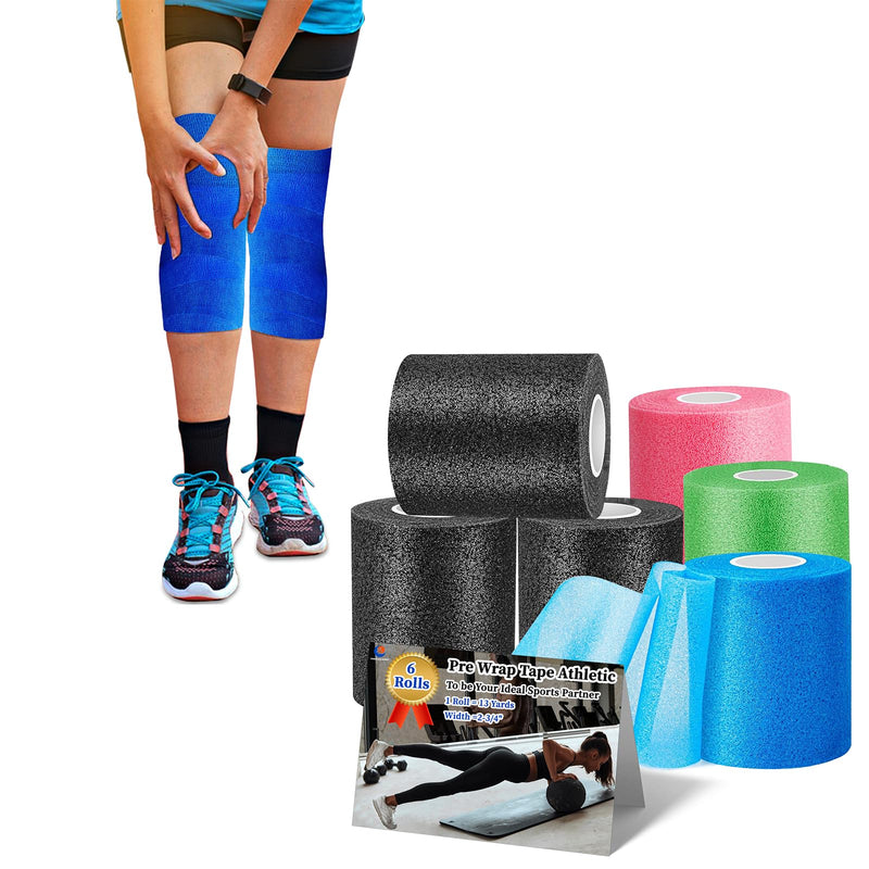 Multi Color Athletic Prewrap Tape + Ice Tape, Self Sticking Bandage Wrap （No Refrigeration Needed）, Instant Cold Compress Compression