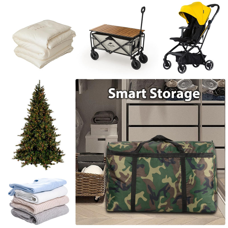 2-Pack Camo 26 Gal Extra Large Foldable Duffle Bags | Camouflage, heavy-duty, reinforced handles, metal zippers & water-resistant Oxford, ideal for travel, storage & moving