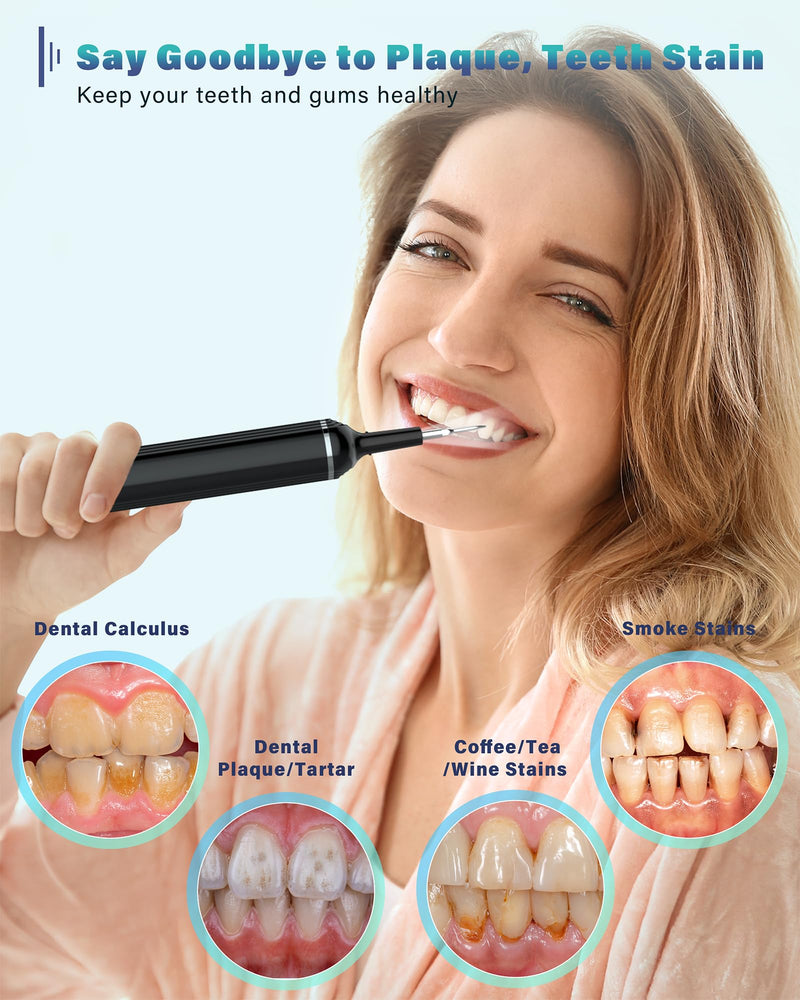 [Australia] - Plaque Remover for Teeth, Dental Cleaning Kit Tartar Remover for Teeth with LED Light & 5 Modes, Rechargeable Dental Cleaner, 4 Replaceable Heads 