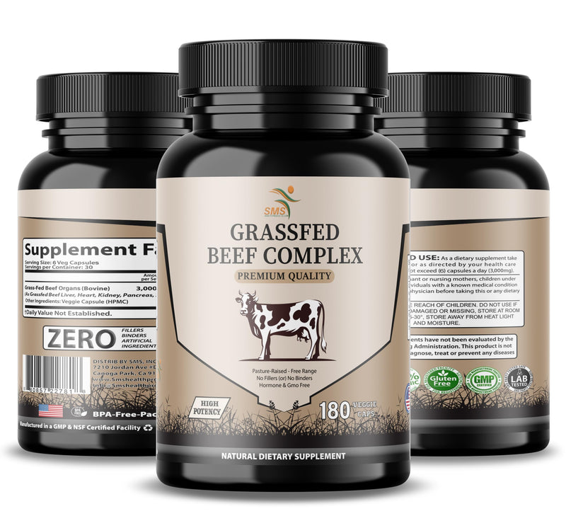 [Australia] - Beef Organ Supplement - Grass Fed & Pasture Raised - Total Body Wellness & Performance, Organ Complex with 3000mg of Desiccated Beef Liver, Heart, Kidney, Pancreas, Spleen (180 Capsules) 