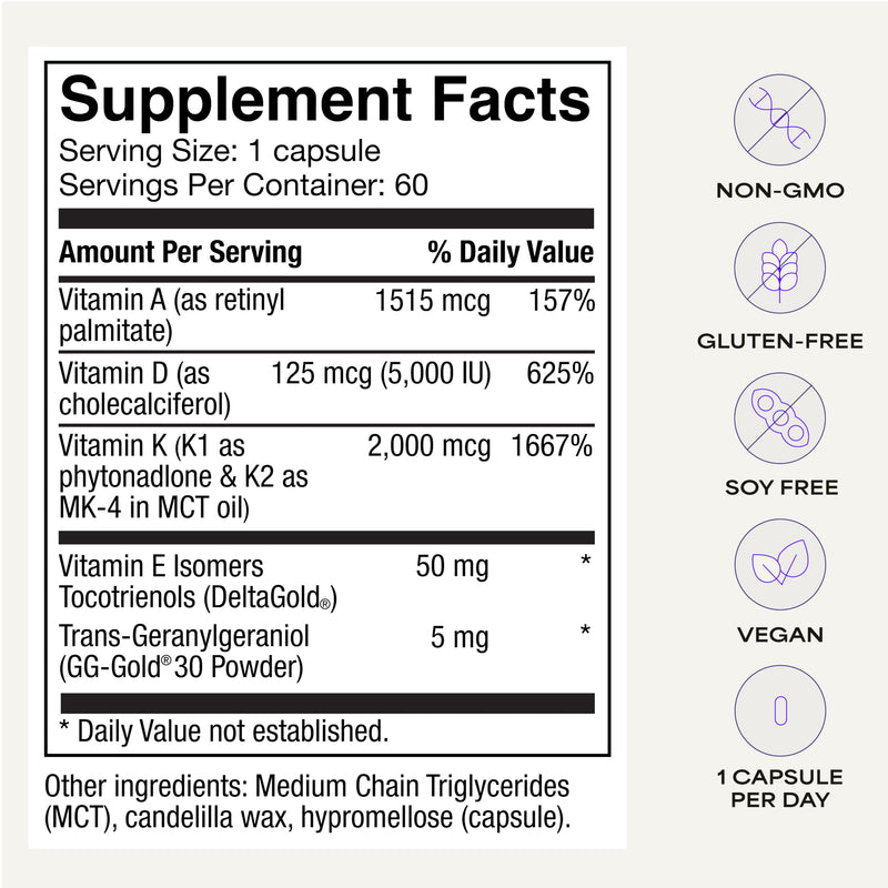 DAKE by Dave Asprey | Synergistic Blend of Essential Vitamins D-A-K-E | Vitamin D2 + K2 + A + E Supplement for Immune Support, Bone & Joint Support, & Heart Health | 60 Day Supply