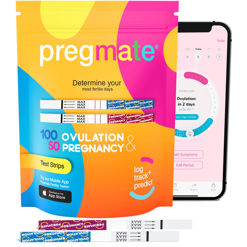 Pregmate 100 Ovulation and 50 Pregnancy Test Strips Predictor Kit 100 LH 50 HCG