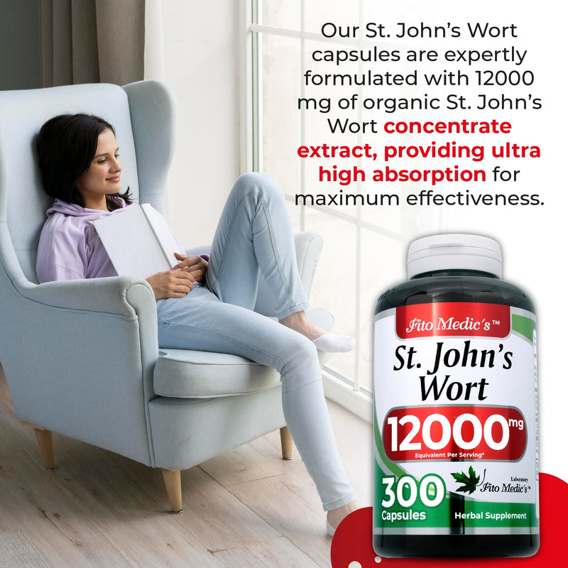 [Australia] - FITO MEDIC'S St. Johns Wort | St. Johns Wort Leaf Capsules | 300 Capsules | Concentrated Extract | Highly Absorbable Herbal Supplement 