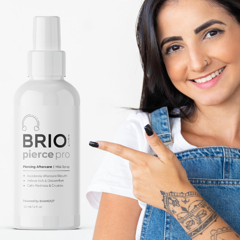 [Australia] - BRIOTECH Pierce Pro Piercing Aftercare Spray, Gentle Hypochlorous Acid Spray, Calm Redness & Itch, Reduce Bumps & Crust, Zero-Contact, No Rinse, No Residue HOCl Spray, 3.4 fl oz 