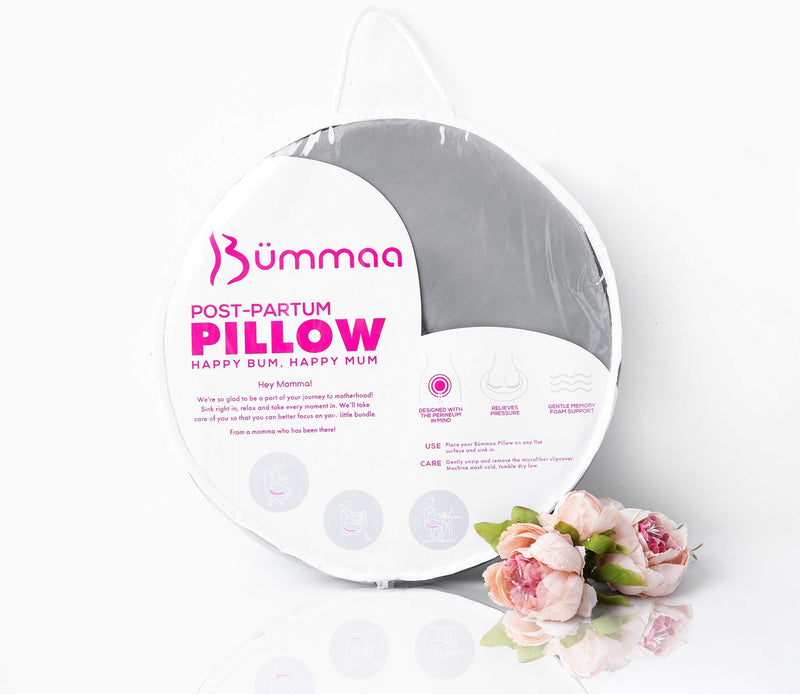 [Australia] - Bümmaa Original Postpartum Pillow | Premium Memory Foam Perineal Pain Relief Sitting Cushion | Hemorrhoids, Episiotomy, Postnatal, Lacerations, Stitches, Breastfeeding Perineum Cushion 