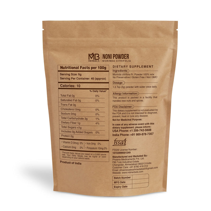 [Australia] - MB Herbals Noni Powder 227 Gram | 8 oz | Abundant Antioxidants and Amino Acids | Improves Immunity & Antiageing 
