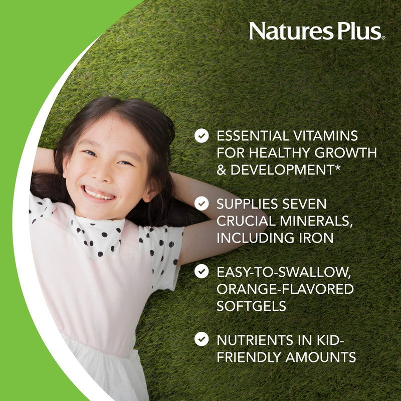 NaturesPlus Children’s Vita-Gels Multivitamin, Natural Orange Flavor - 90 Softgels, Pack of 2 - Gluten Free - 180 Total Servings 90 Count (Pack of 2)