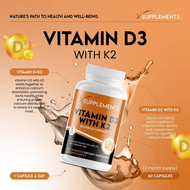 Vitamin D3 5000 IU with K2 100μg | 1-A-Day | 60 High Strength Vitamin D Tablets | MK-7 Menaquinone | Vitamin D3 | Bone, Immune & Heart Support | Supplements for Adults