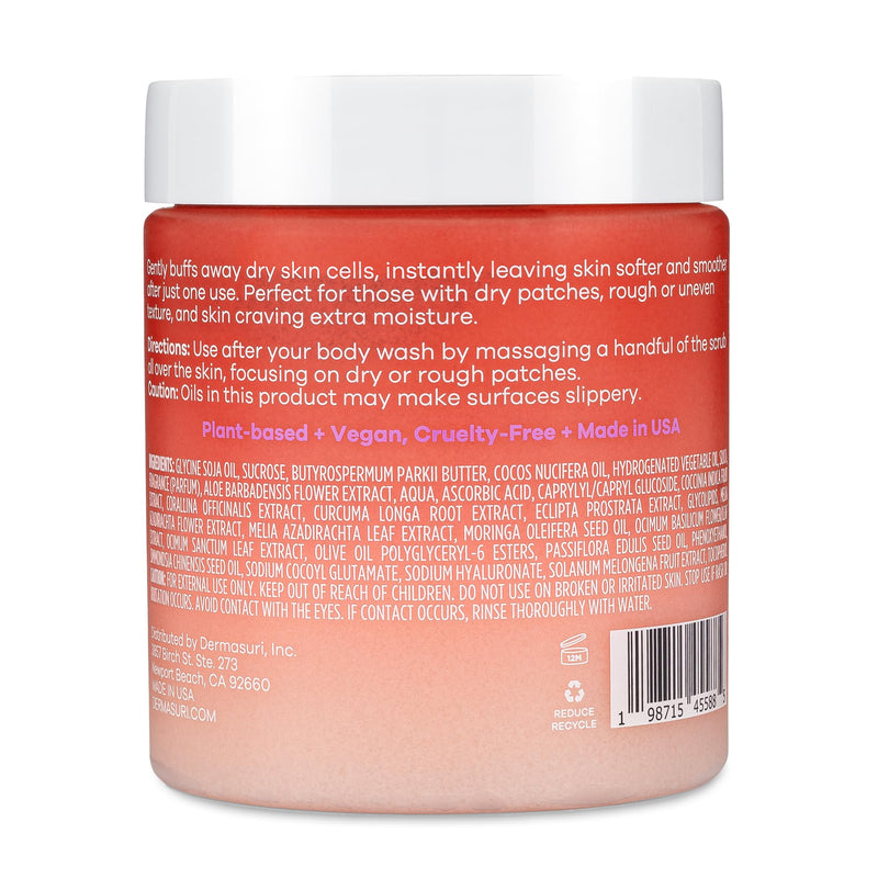 Dermasuri Exfoliating Sugar Body Scrub, Hyaluronic Acid, Shea Butter, 227g | Vitamin C Body Scrub For Women & Men, Hydrating Body Exfoliator Removes Dead, Dry Skin, Coconut Passion Fruit, All Skin Types