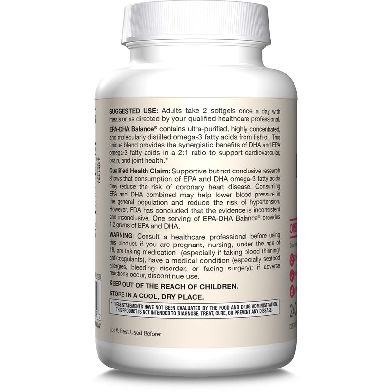 [Australia] - Jarrow Formulas EPA-DHA Balance, 1,200 mg Omega-3 Fatty Acids for Cardiovascular Support, 240 Softgels, 120 Day Supply Unflavored 240 Count (Pack of 1) 