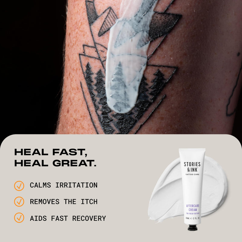 [Australia] - Stories & Ink Tattoo Care | AFTERCARE CREAM for fresh tattoos - Soothes Freshly Tattooed Skin, Visibly Calms Itchy or Irritated Skin, Fragrance-Free, Vegan & Cruelty-Free, 60 mL / 2 Fl Oz Cream (2 oz) 