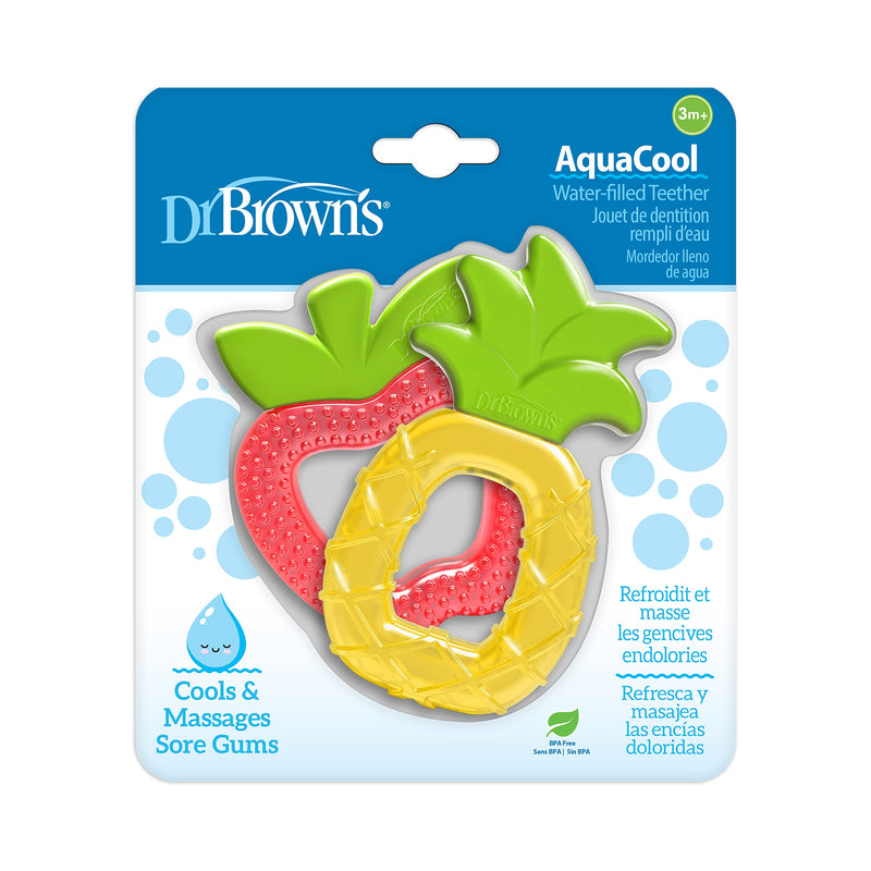 [Australia] - Dr. Brown's AquaCool Water-Filled Baby Teether, Cools & Massages Sore Gums, BPA Free, Pineapple and Apple, 2 Pack, 3m+ Aqua-Cool Water-Filled, Apple, Pineapple 