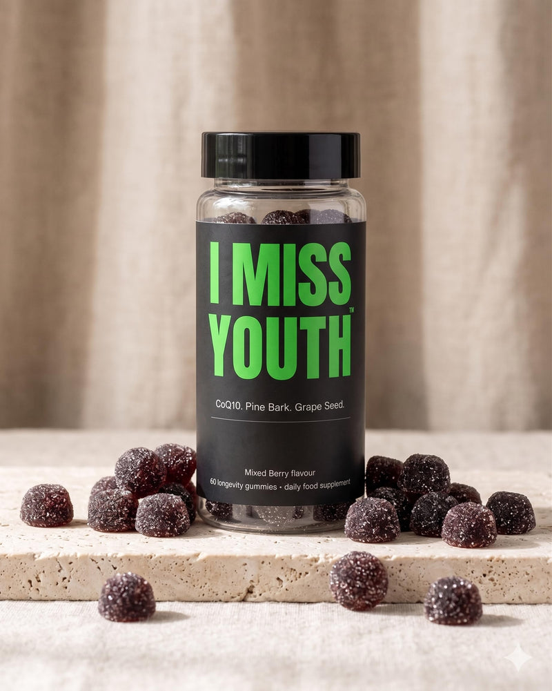 Miss Youth Longevity Gummies | CoQ10, Pine Bark, Grape Seed, Selenium & Vitamin C | Daily Antioxidant & Healthy Ageing Gummies | 60 Vegan Gummies
