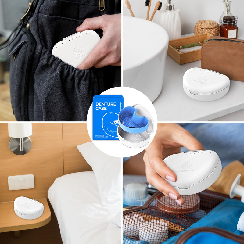 [Australia] - Denture storage case – Hygienic & Protective Denture Bath Cup – Travel-Friendly Orthodontic Dental Retainer Container, Portable, Secure for Invisalign, Mouth guards, Braces – Easy to Use 