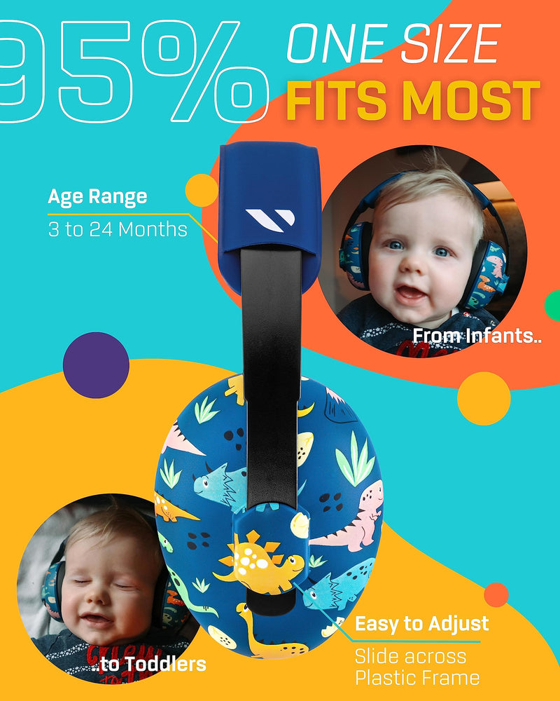 [Australia] - Vanderfields Baby Ear Protection Noise Cancelling Headphones for Babies, Toddlers, Infants 3 months to 2 years Dinosaur Club 