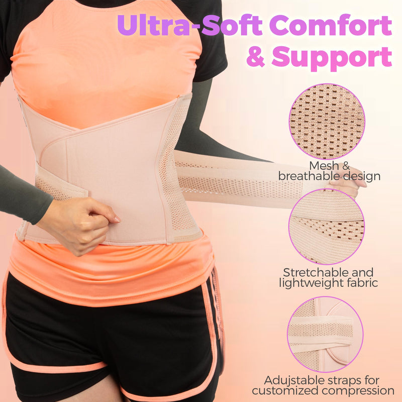 Shrink Smart Postpartum Belt - Belly Support Recovery Wrap - Postpartum Belly Band, Slimming Girdle, Body & Waist Shapewear, Post Surgery Pregnancy Support Band (Beige, Large/X-Large) Large-X-Large Beige