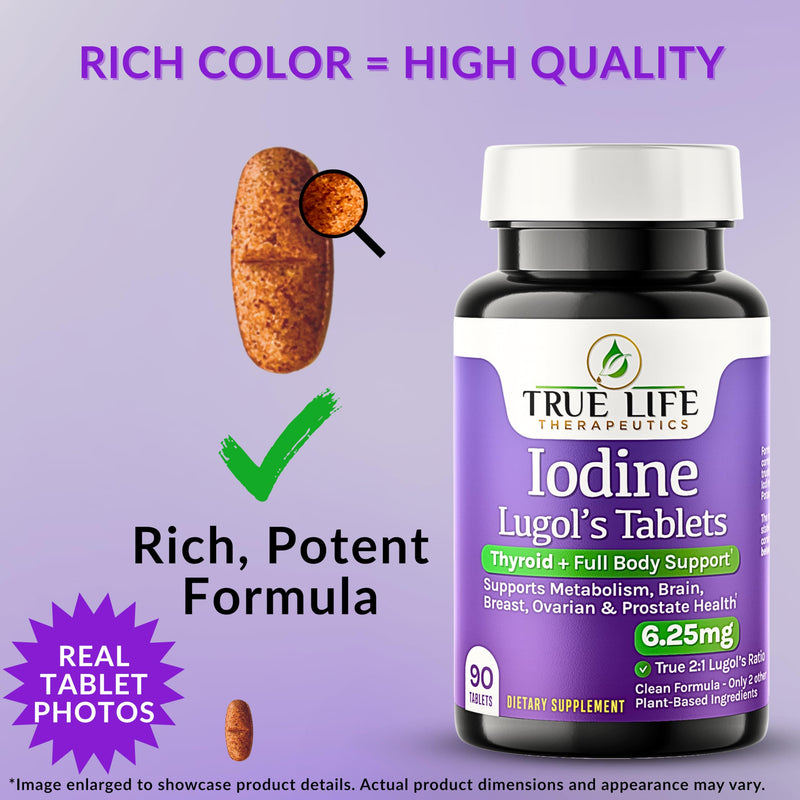 [Australia] - Lugol‚Äôs Iodine Tablets 6.25mg ‚Äì Precise-Dose Thyroid & Energy Support ‚Äì No Harsh Liquid, Stable Potassium Iodide Supplement ‚Äì 90 Ct, Non-GMO, No Preservatives 