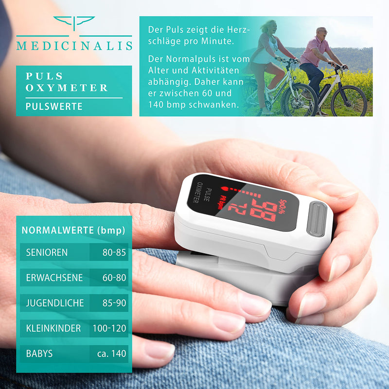 [Australia] - Medicinalis - Pulse oximeter finger - heart rate - SpO2 saturation - battery display - finger pulse oximeter - measurement of pulse and oxygen saturation on the finger - OLED display - alarm - one touch operation 