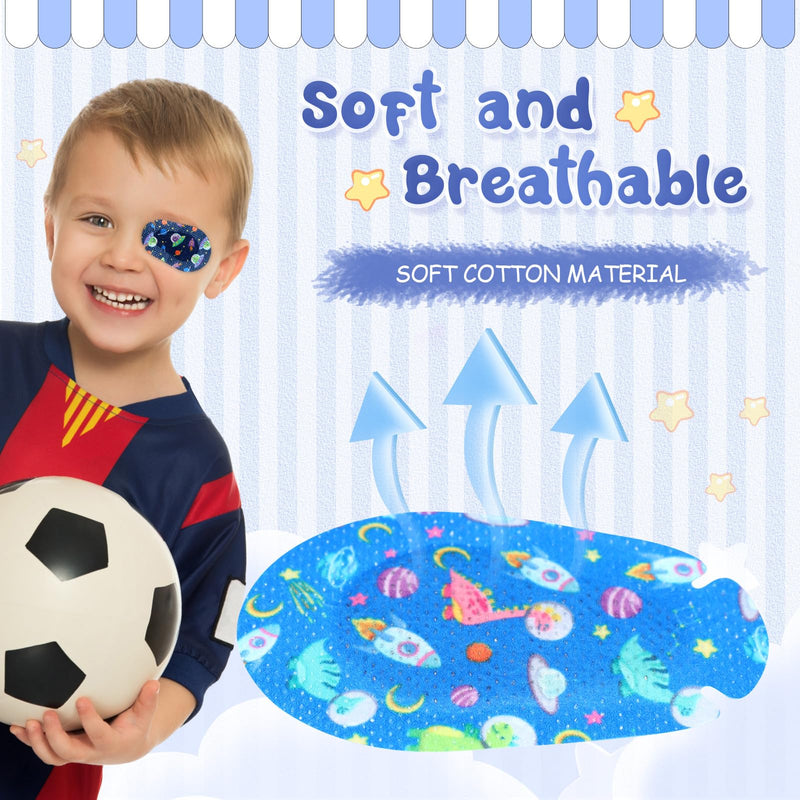 [Australia] - 100 Pcs Adhesive Eye Patches for Kids Boys 20 Styles Breathable Boy Eye Patch Bulk Light Blocking Cotton Adhesive Bandages for Toddler Boys, 3 x 2 Inch 100 