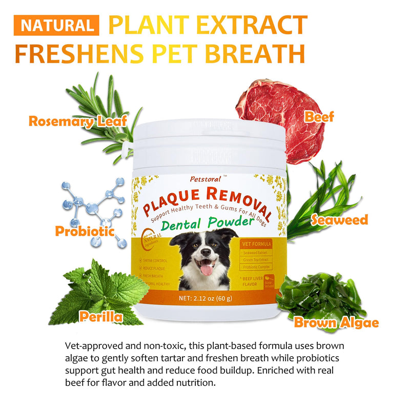 [Australia] - Dental Cleaning Kit, Dental Care Wipes to Clean Plaque on The Surface of The Teeth, Beef Liver Flavour Dental Powder with Probiotic to Solve Oral Problems from The Inside of Digestion Dental Kit（50 Ct） 