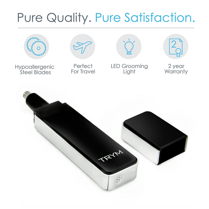 [Australia] - Pure Enrichment TRYM Nose Hair Trimmer with LED Grooming Light for Precision Trimming - Sleek and Premium Design Ideal for Trimming Your Nose, Ears, and Eyebrows 