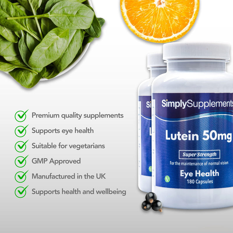 [Australia] - Lutein 50mg - 180 capsules - Suitable for vegans - Supply for up to 6 months - SimplySupplements 