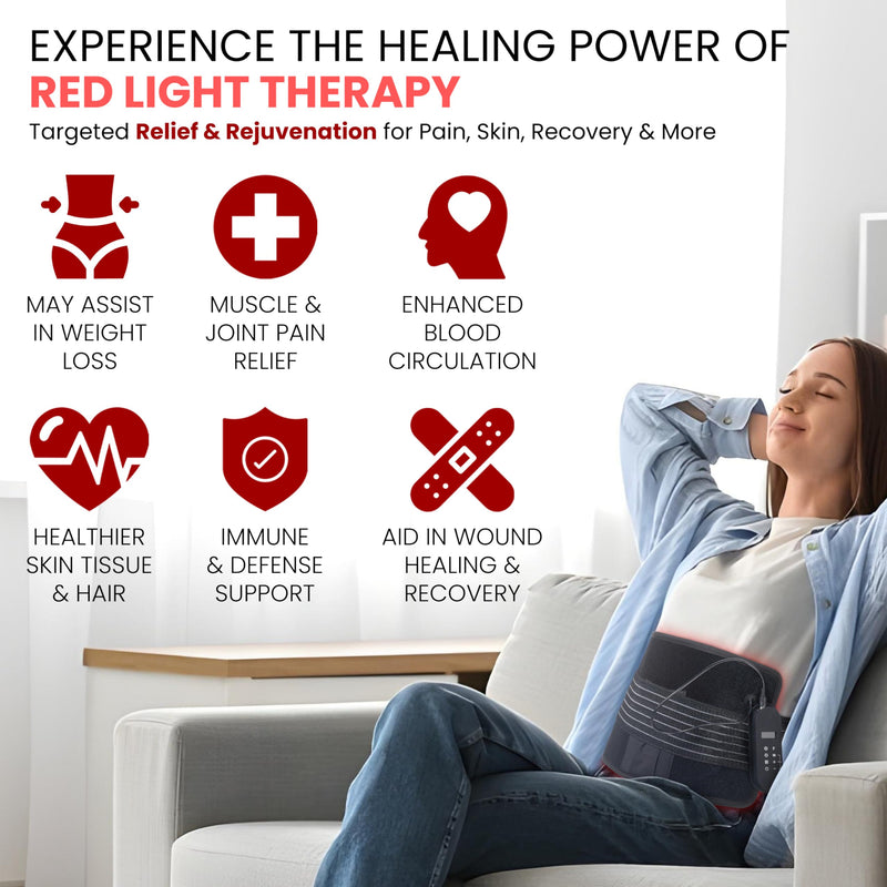 [Australia] - JWAY Red Light Therapy Belt | 660nm Red Light Therapy & 850nm Near Infrared Light Therapy for Body | Relax & Massage Muscles | Pain Relief and Inflammation | Improve Circulation 