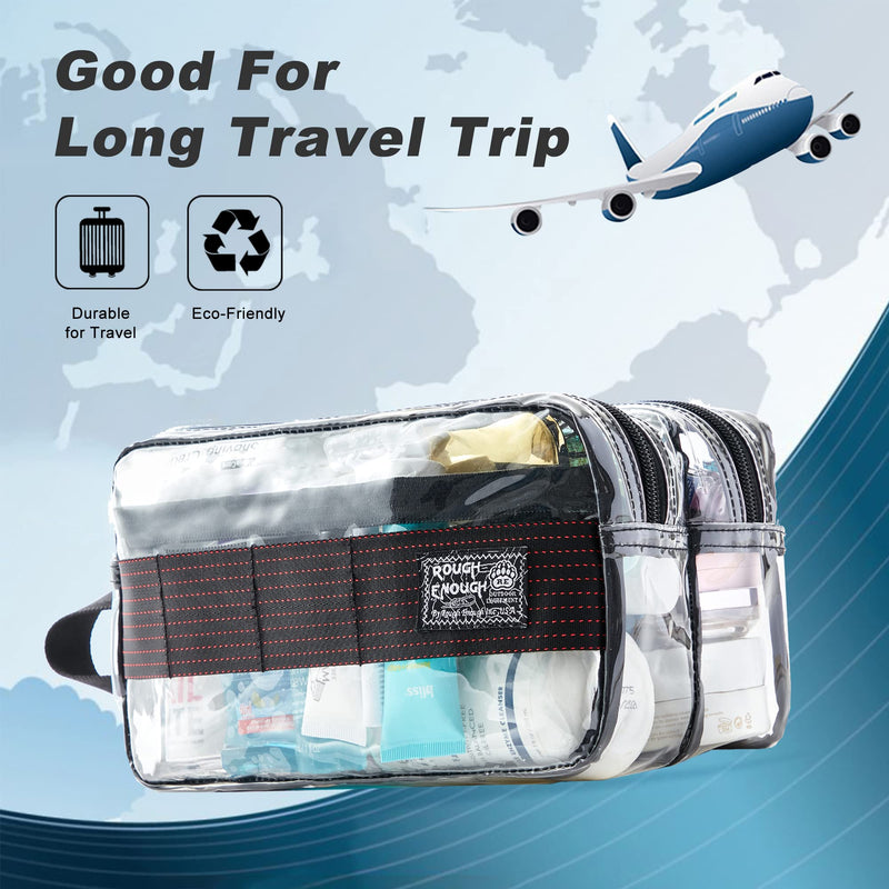 Rough Enough Large Clear Toiletry Bags for Travelling Bundle Set