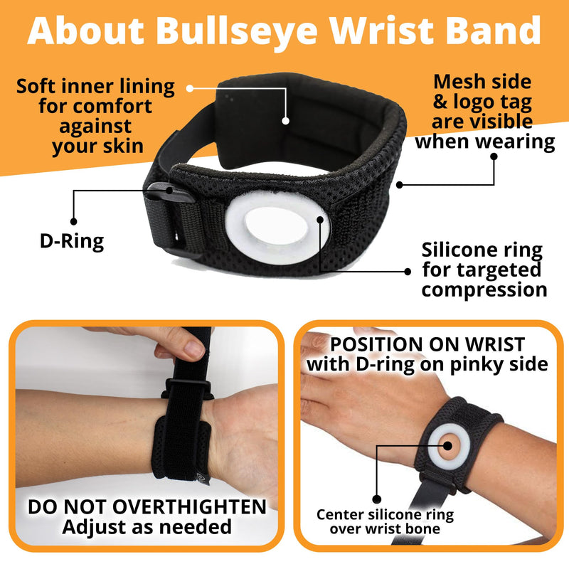 [Australia] - BULLSEYE Wrist Band with Silicone Ring – Stabilizer for Ulnar Sided Wrist Sprain, TFCC Tears, DRUJ Instability, Pinky Pain, Tendinitis, Repetitive Use Injuries, and Joint Support - Size S/M (14-18 cm) 