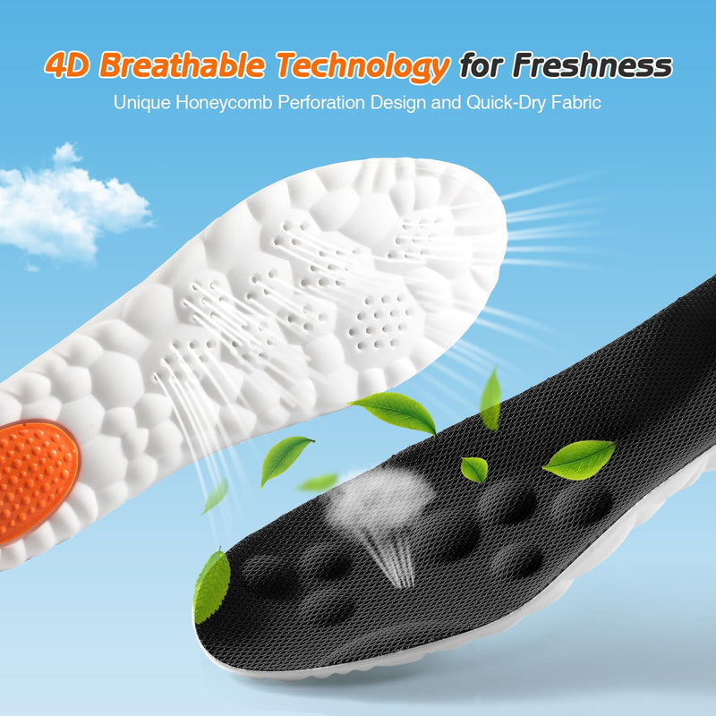 [Australia] - 4D Cloud-Soft Comfort Soles for Women - Memory Foam Cushioning Steppers Insoles with Heel Shock Pad - Trim-to-Fit Arch Support Insoles for Foot Pain Relief and Fatigue Reduction (US W 6.5-9) Black US W 6.5-9 