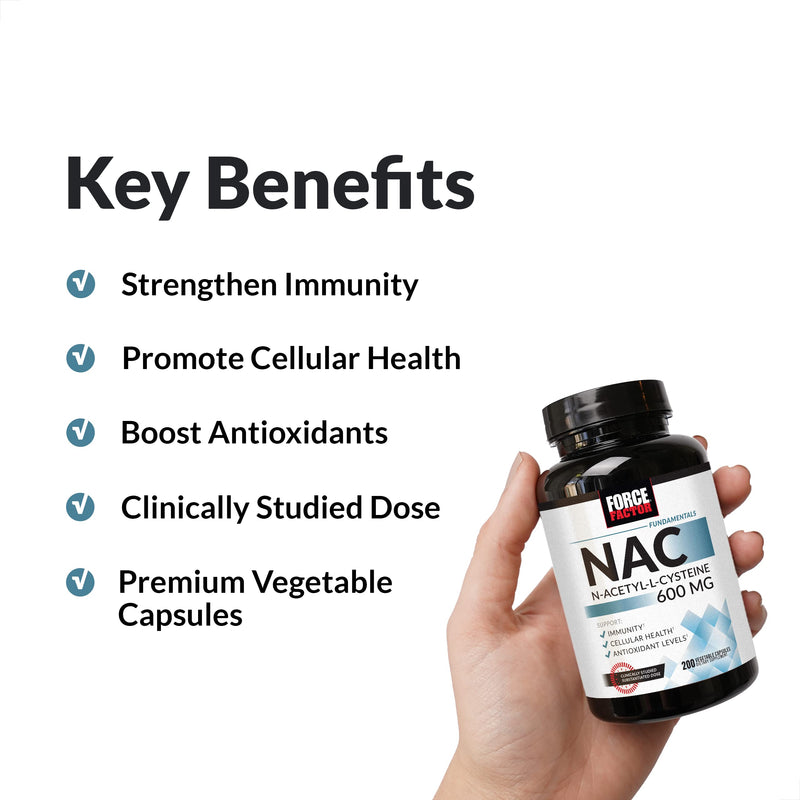 [Australia] - FORCE FACTOR NAC Supplement N-Acetyl Cysteine 600 mg, Immune Support Supplement, 200 Vegetable Capsules 