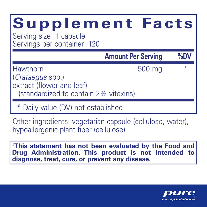 [Australia] - Pure Encapsulations Hawthorn Extract | Crataegus Oxyacantha Hypoallergenic Supplement for Cardiovascular System Support | 120 Capsules 120 Count (Pack of 1) 