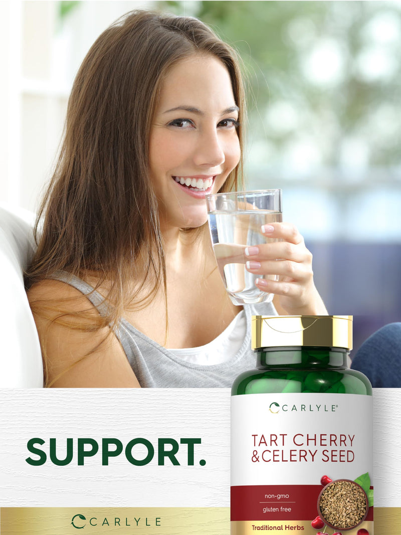 [Australia] - Carlyle Tart Cherry and Celery Seed Supplement | 200 Capsules | Vegetarian, Non-GMO, and Gluten Free 