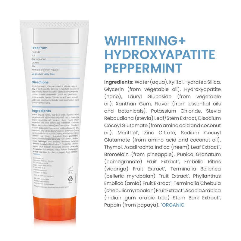 [Australia] - Himalaya Botanique Whitening + Hydroxyapatite Toothpaste, Peppermint - Nano Hydroxyapatite to Support Remineralization and Restore Enamel, Appropriate for Sensitive Teeth - Gluten Free, 4 oz, 2 Pack 4 Ounce (Pack of 2) 