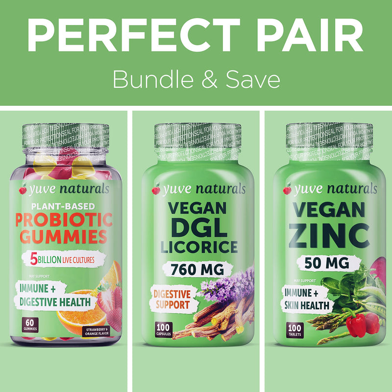 [Australia] - Yuve Vegan DGL Licorice 760mg - Ultra Pure Deglycyrrhizinated Licorice Root Capsules Supplement - Support Stomach, Gut & Intestinal Relief - Natural Acid Reflux Formula - Non-GMO & Gluten Free - 100ct 