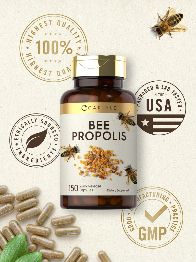 [Australia] - Carlyle Bee Propolis Capsules 600mg | 150 Count | Extract Supplement | Non-GMO, Gluten Free 