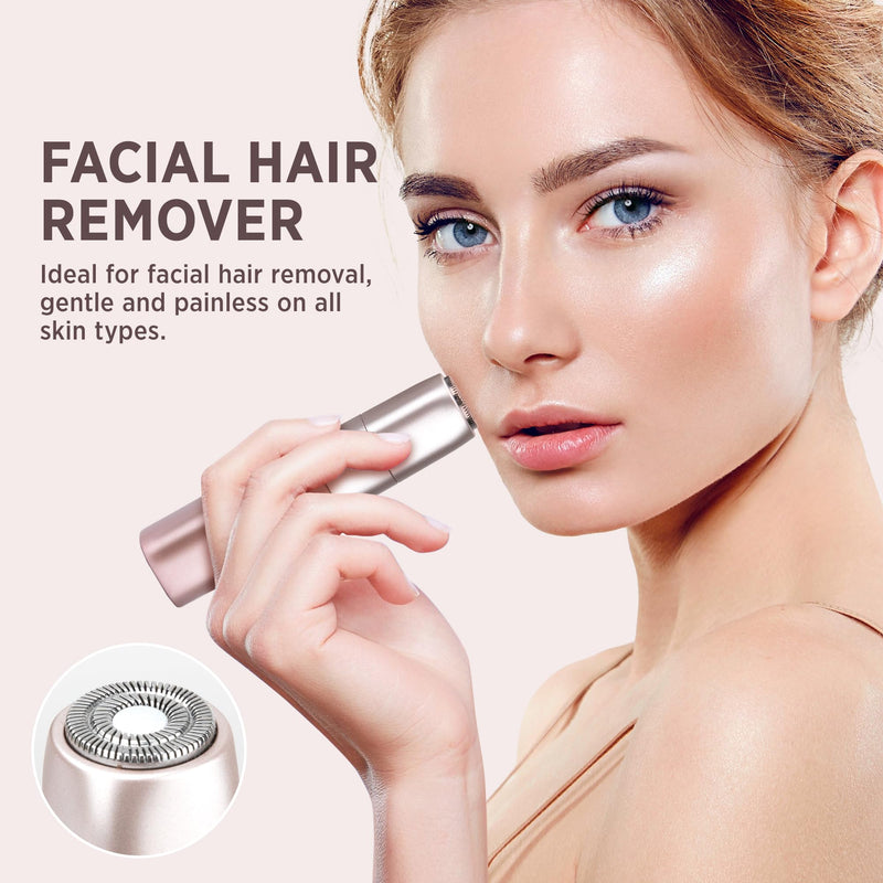 VG VOGCREST Facial - Nose Hair Remover Women: 2 in 1 Painless Electric Face Shaver and Nose Trimmer - Rechargeable Hair Removal Tool for Face Nose Ear Peach Fuzz Lips Chin