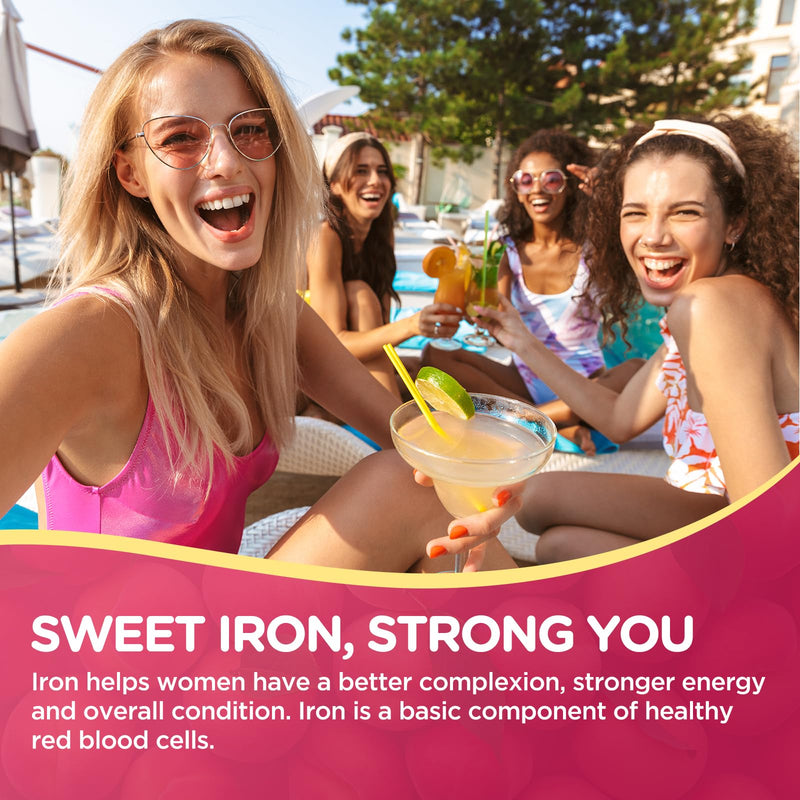 Iron Gummies for Women, Triple Iron Supplement with Multivitamin Iron Gummies with Vitamin C, A, B, Folate, Copper, Zinc for Energy & Blood Support, Immune Health, Vegan Peach, Flavor 60 Counts 60 Count (Pack of 1)