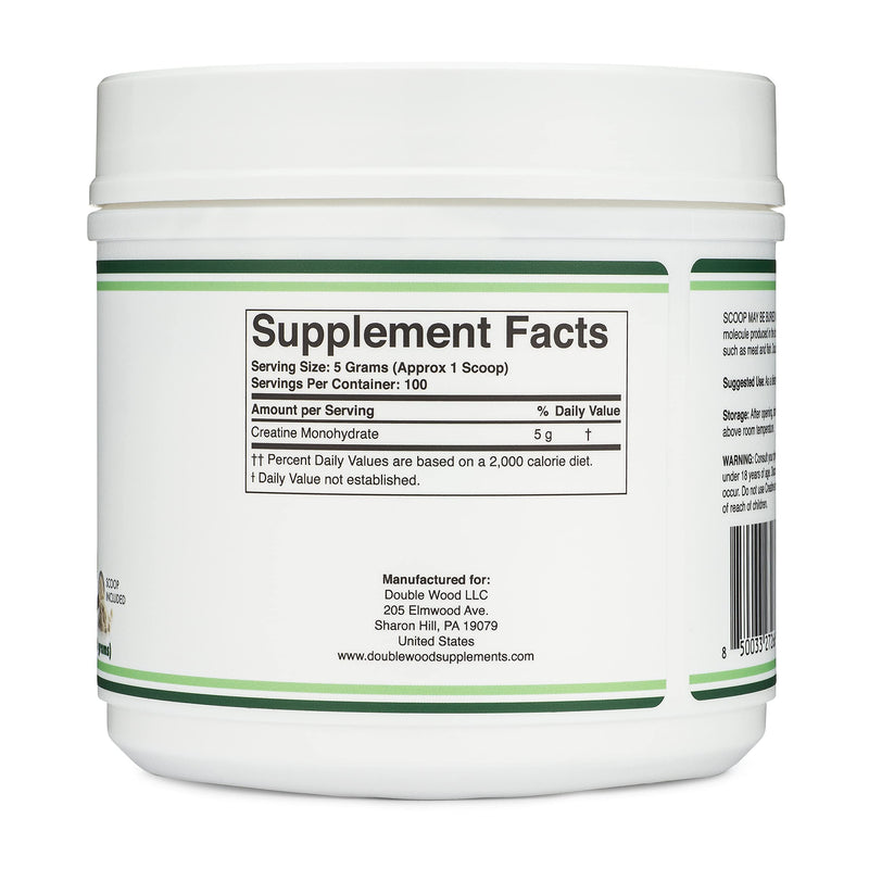 [Australia] - Creatine Monohydrate Powder 1.1lbs (100 Servings of 5 Grams Each - Third Party Tested Micronized Creatine Powder) (with Scoop)(Creatina Monohidratada) by Double Wood 