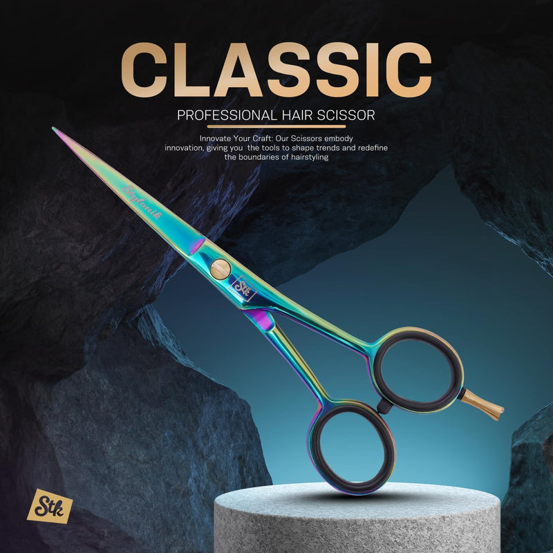 Hair Cutting Scissors-Professional Hairdressing Scissors for Women,Men,Hair Stylists,Salon,Barber- 6.5-Inch Stainless Steel Hair Scissors with Finger Rest (Classic Scissor Multi Titanium) Classic Scissor Multi Titanium