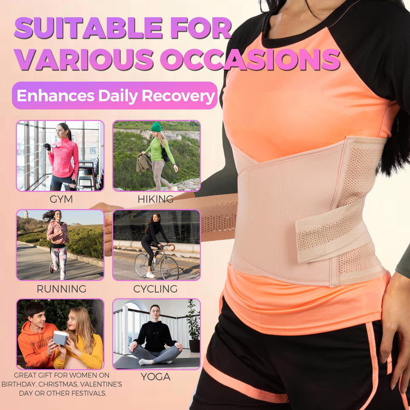 Shrink Smart Postpartum Belt - Belly Support Recovery Wrap - Postpartum Belly Band, Slimming Girdle, Body & Waist Shapewear, Post Surgery Pregnancy Support Band (Beige, Large/X-Large) Large-X-Large Beige