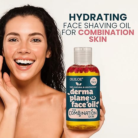 Dermaplane Oil, Face Shaving Oil for Women with Combination Skin - Lightweight & Natural Facial Shave Oil - Use with a Dermaplaning Tool, Razor, Shaver or Microblade for Close Shave 4 oz by Ouiloe For Combination Skin 4 Fl Oz (Pack of 1)