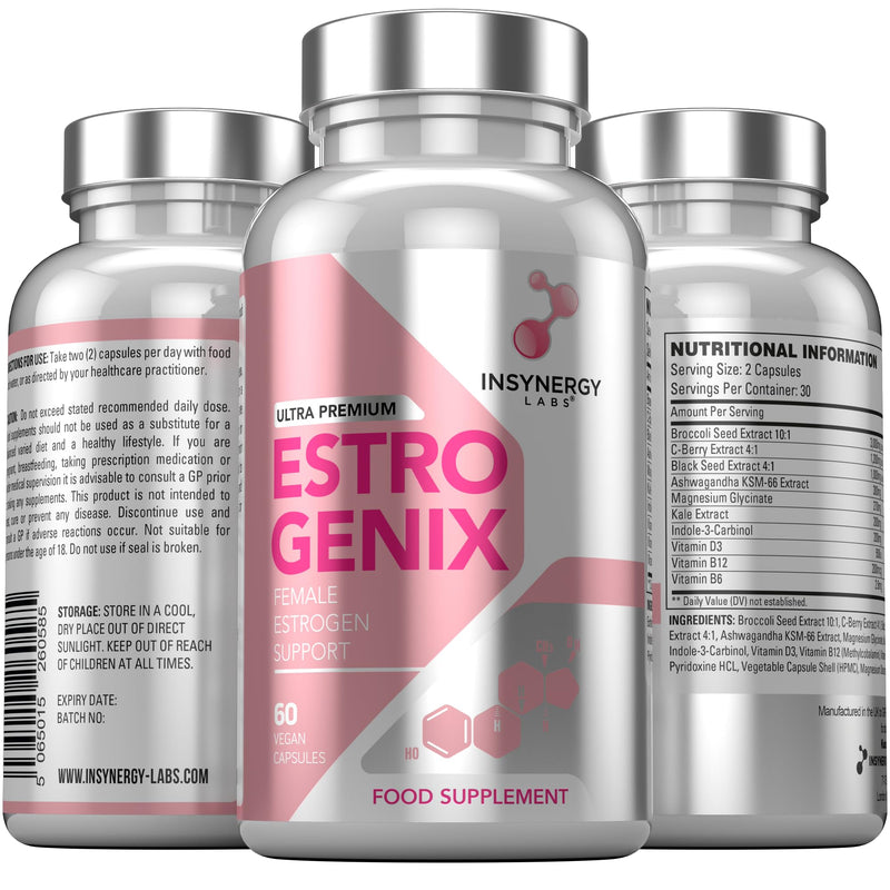 EstroGenix – Estrogen Tablets for Women (Highest Dosage in UK) Hormone Balance Supplement, Estrogen Booster Pills 60 Vegan Capsules 60 count (Pack of 1)