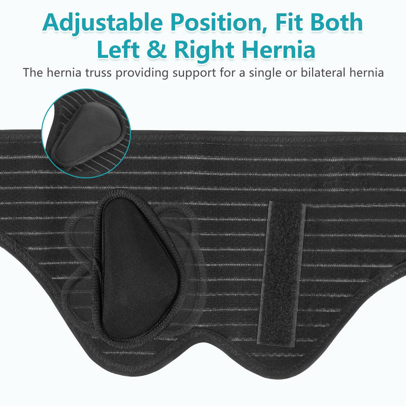 Hernia Belt for Men Inguinal, Hernia Support Truss for Groin Pain Relief, Adjustable Inguinal Support Belt for Single or Double Hernia with 4 Compression Pads(L) Large