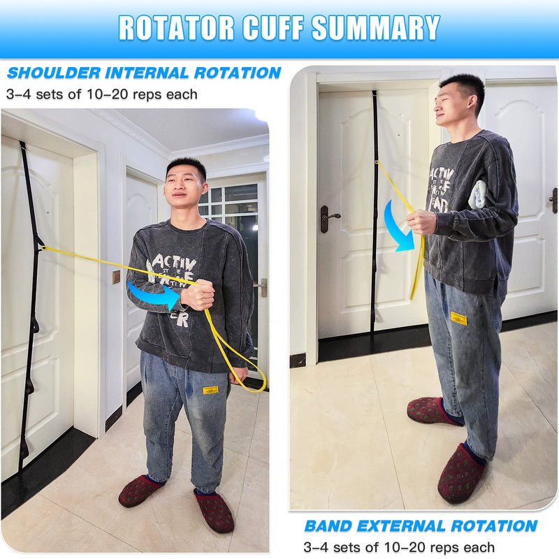 [Australia] - Shoulder Rehab Pulley System with Foam Handles│Arm Pulley with Muti-Anchor Door Strap for Physical Therapy Exercises │Latex Resistance Bands for Assisting Rotator Cuff, AC Joint, Shoulder Pain 